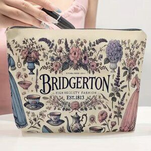 Bridgerton Cosmetic Pouch, floral & afternoon tea party tea cups, new conditio